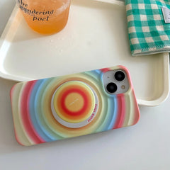 iPhone Rainbow Pattern With Magsafe Holder Magnetic Wireless Charging Phone Cover Case