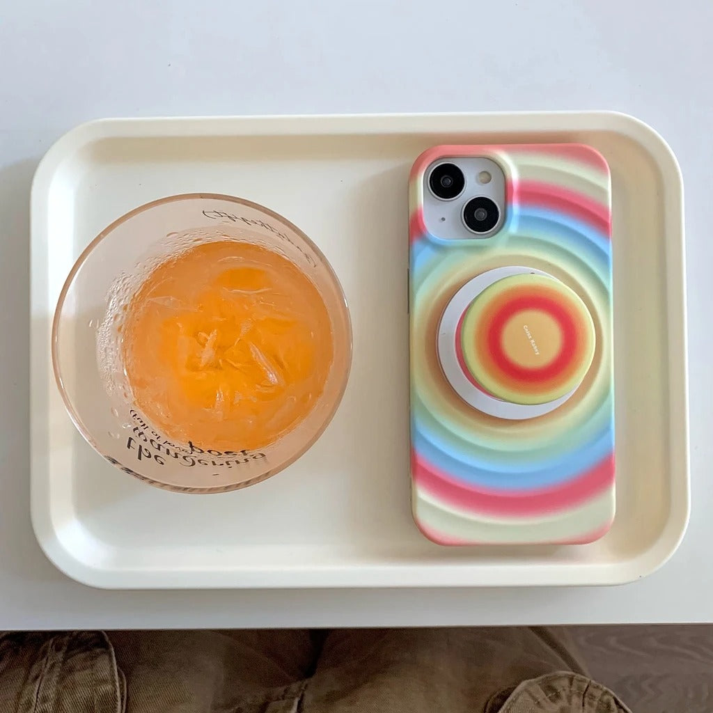 iPhone Rainbow Pattern With Magsafe Holder Magnetic Wireless Charging Phone Cover Case