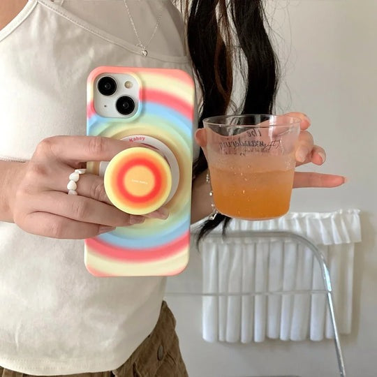iPhone Rainbow Pattern With Magsafe Holder Magnetic Wireless Charging Phone Cover Case