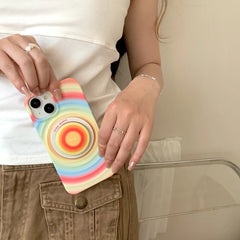 iPhone Rainbow Pattern With Magsafe Holder Magnetic Wireless Charging Phone Cover Case