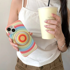 iPhone Rainbow Pattern With Magsafe Holder Magnetic Wireless Charging Phone Cover Case