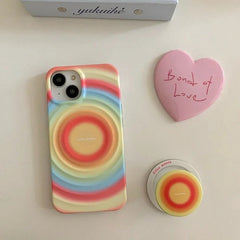 iPhone Rainbow Pattern With Magsafe Holder Magnetic Wireless Charging Phone Cover Case