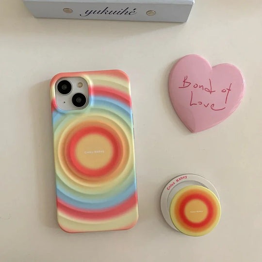 iPhone Rainbow Pattern With Magsafe Holder Magnetic Wireless Charging Phone Cover Case