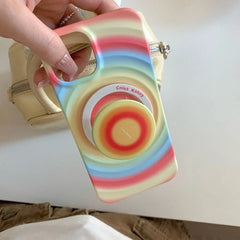 iPhone Rainbow Pattern With Magsafe Holder Magnetic Wireless Charging Phone Cover Case