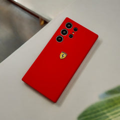 Samsung Galaxy S22 Ultra FR Sports Car Logo Liquid Silicone Case Cover (Red)