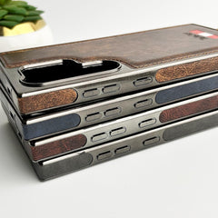 Samsung Galaxy Ultra Series Textured PU Leather Side Chrome Case Cover
