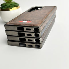 Samsung Galaxy Ultra Series Textured PU Leather Side Chrome Case Cover