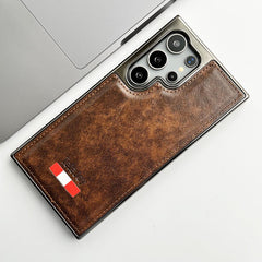 Samsung Galaxy Ultra Series Textured PU Leather Side Chrome Case Cover