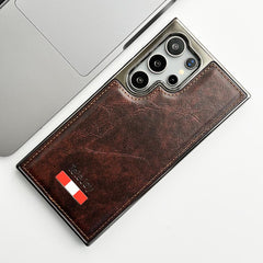 Samsung Galaxy Ultra Series Textured PU Leather Side Chrome Case Cover