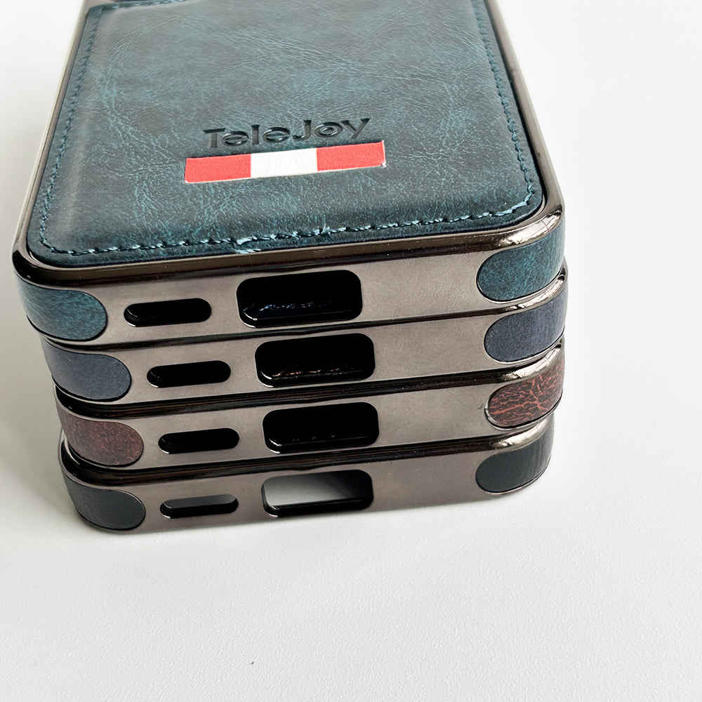 Samsung Galaxy S24 Textured PU Leather Side Chrome Case Cover