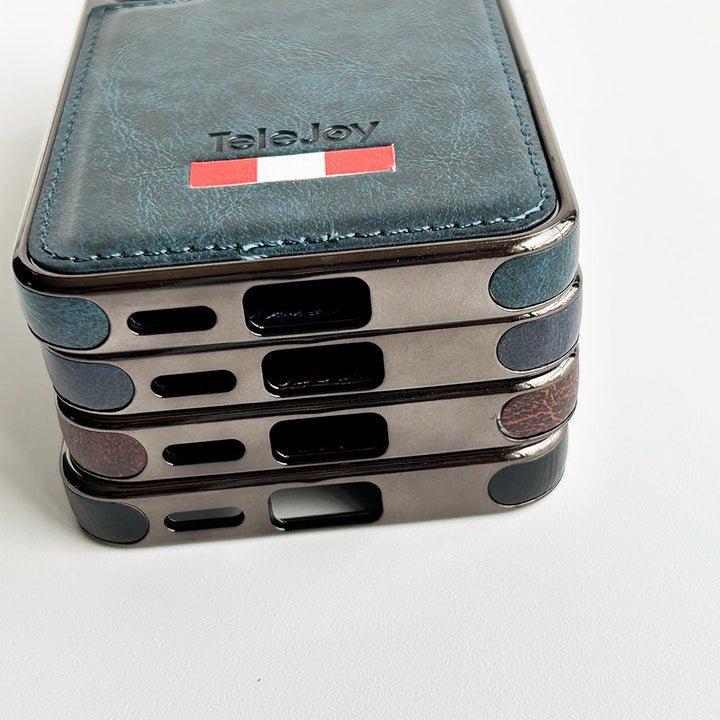 Samsung Galaxy S24 Textured PU Leather Side Chrome Case Cover