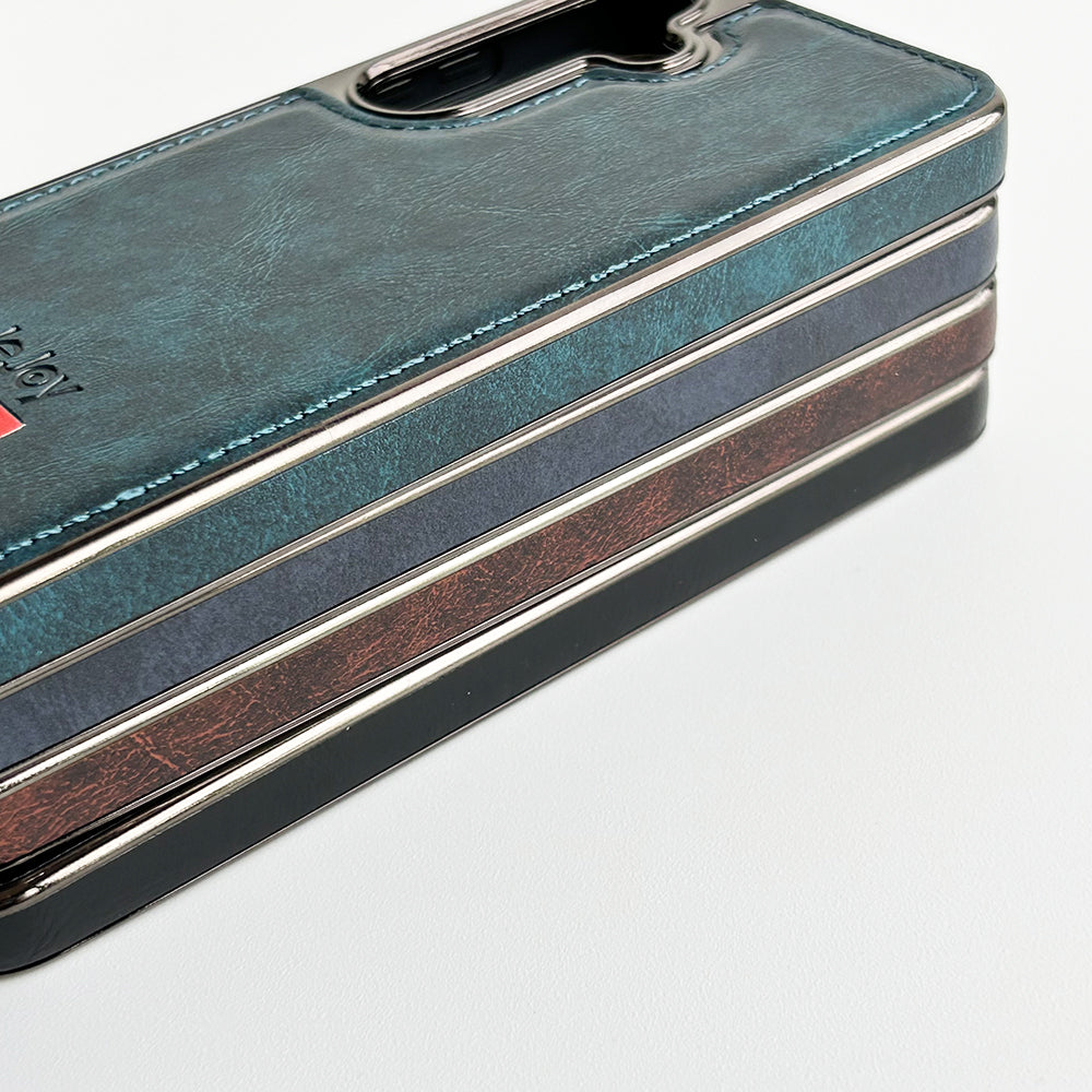 Samsung Galaxy S23 Textured PU Leather Side Chrome Case Cover