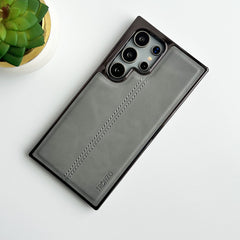 Samsung Galaxy S25 Ultra PU Leather Middle Stitch Side Chrome Case Cover