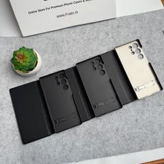 Samsung Galaxy S24 Ultra Flip Leather Bracket Card Holder Kick Stand Case