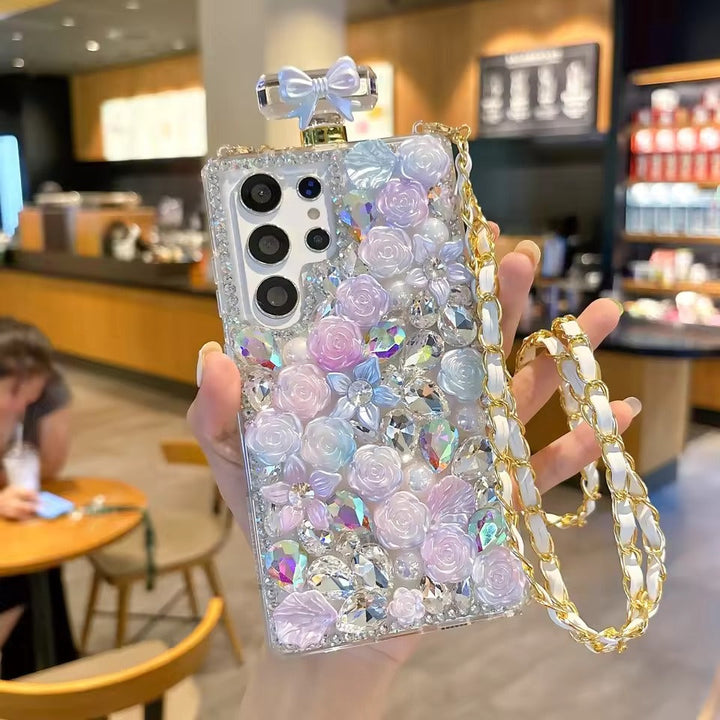Samsung Galaxy S24 Ultra Perfume Rhinestone Diamond Design Sling Girly Cover