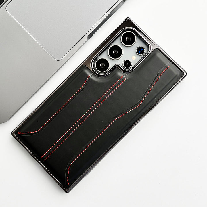 Samsung Galaxy S24 Ultra PU Leather Stitch Chrome Case Cover