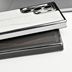 Samsung Galaxy S24 Ultra PU Leather Stitch Chrome Case Cover