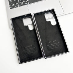 Samsung Galaxy S24 Ultra PU Leather Stitch Chrome Case Cover