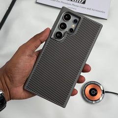 Samsung Galaxy S24 Ultra Premium Carbon Fiber Texture MagSafe Magnetic Case Cover