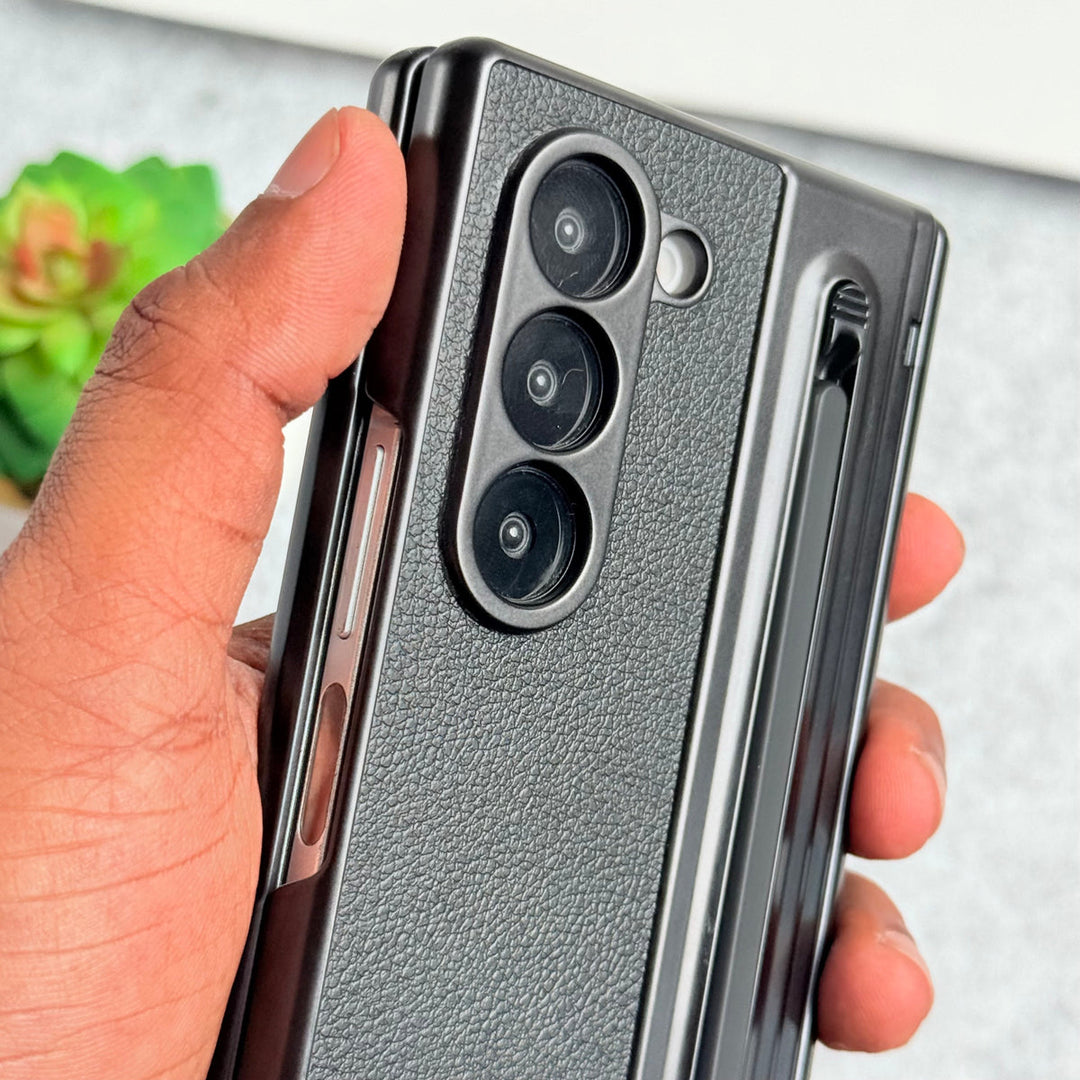 Samsung Galaxy Z Fold 5 Chrome Plating front Glass Protection Hinge Case Folding Cover