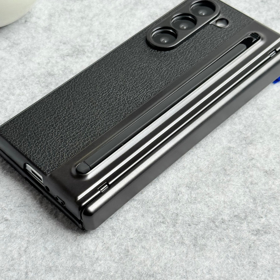 Samsung Galaxy Z Fold 5 Chrome Plating front Glass Protection Hinge Case Folding Cover