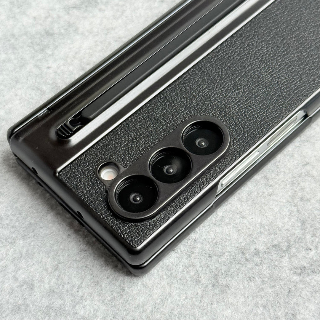 Samsung Galaxy Z Fold 5 Chrome Plating front Glass Protection Hinge Case Folding Cover
