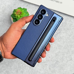 Samsung Galaxy Z Fold 5 Chrome Plating front Glass Protection Hinge Case Folding Cover