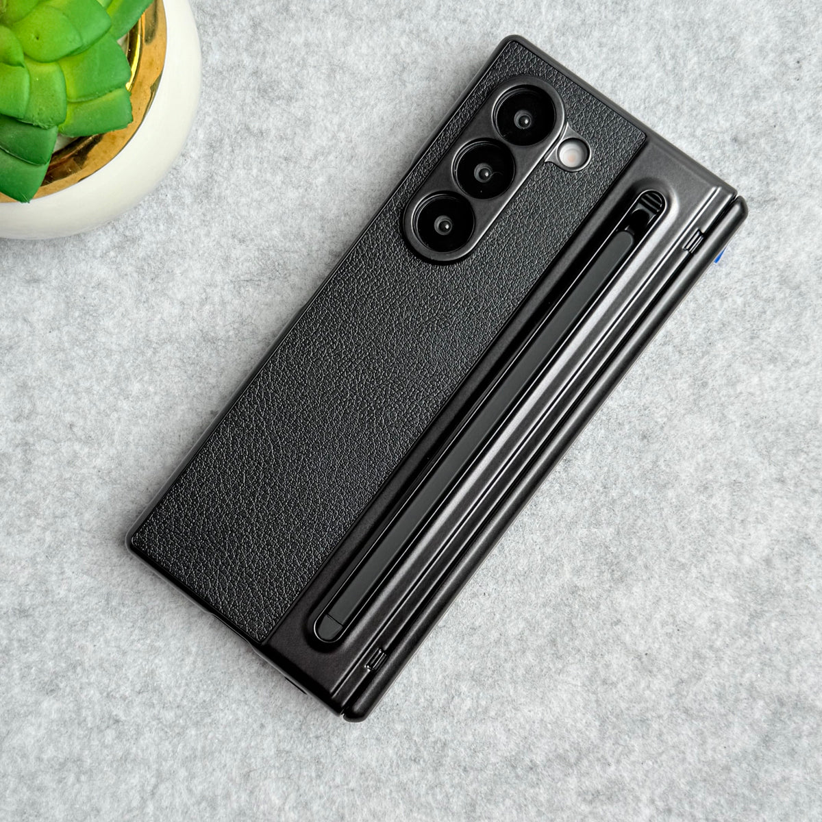 Samsung Galaxy Z Fold 5 Chrome Plating front Glass Protection Hinge Case Folding Cover
