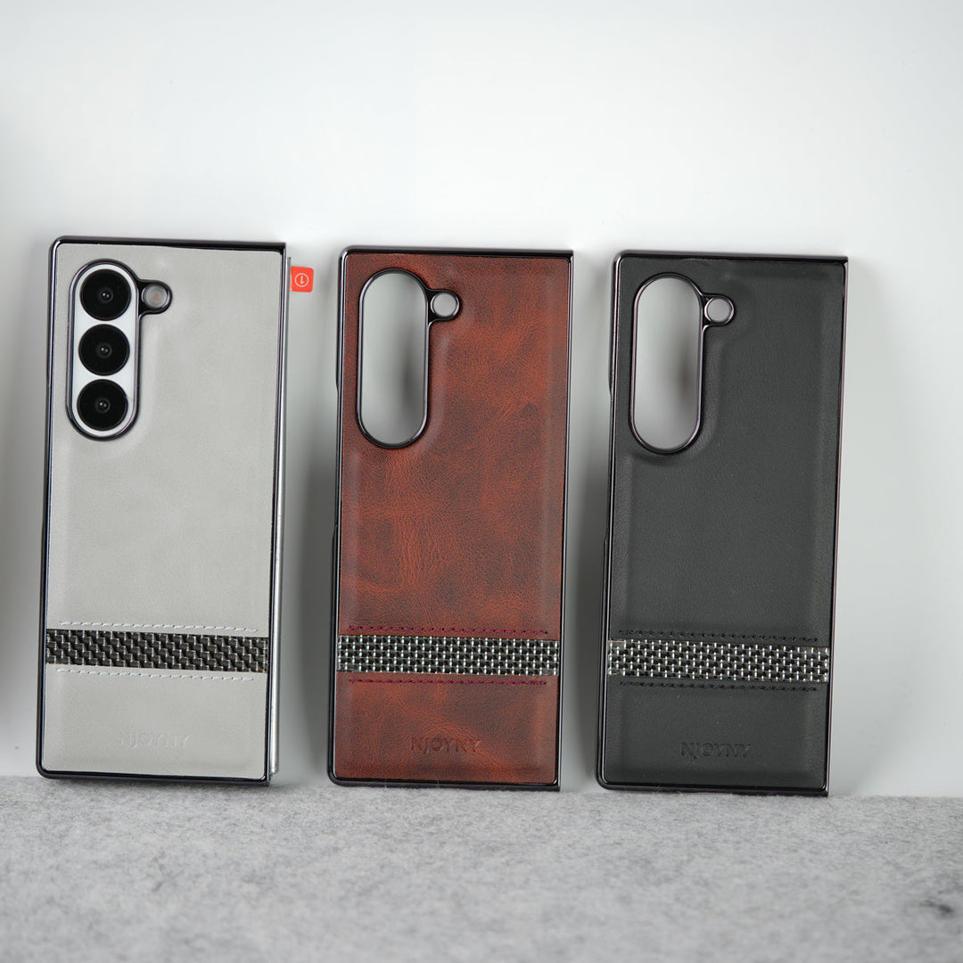 Samsung Galaxy Z Fold 7 Stripe PU Leather Side Chrome Case Cover