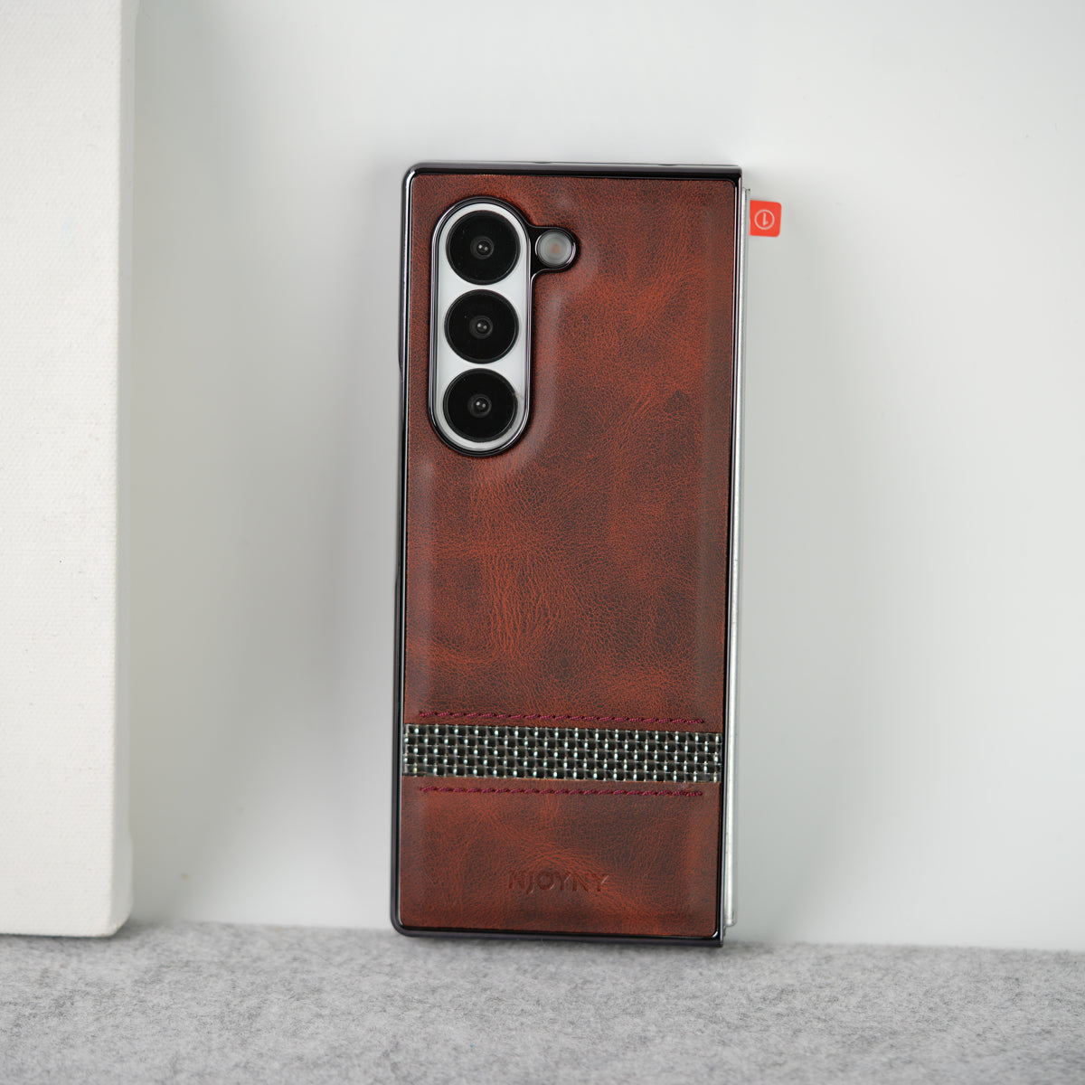 Samsung Galaxy Z Fold 7 Stripe PU Leather Side Chrome Case Cover