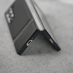 Samsung Galaxy Z Fold 7 Stripe PU Leather Side Chrome Case Cover