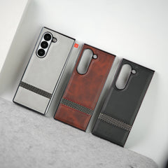 Samsung Galaxy Z Fold 7 Stripe PU Leather Side Chrome Case Cover