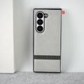 Samsung Galaxy Z Fold 6 Stripe PU Leather Side Chrome Case With Front Glass