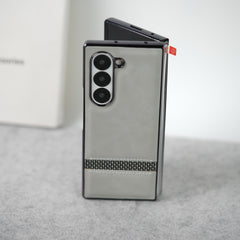 Samsung Galaxy Z Fold 7 Stripe PU Leather Side Chrome Case Cover
