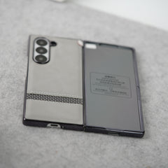 Samsung Galaxy Z Fold 7 Stripe PU Leather Side Chrome Case Cover
