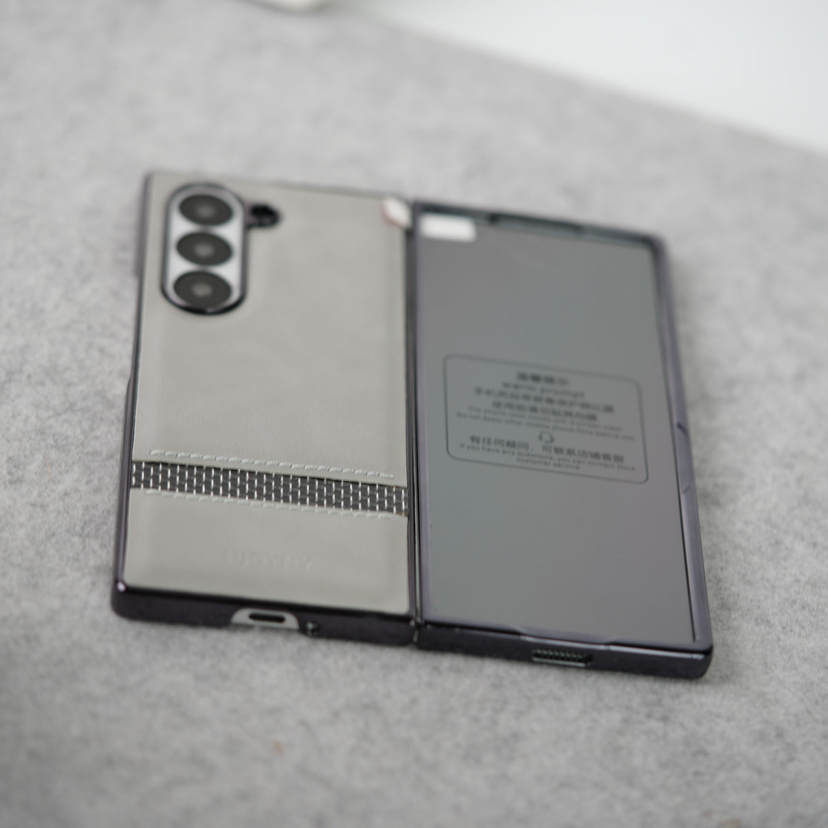 Samsung Galaxy Z Fold 7 Stripe PU Leather Side Chrome Case Cover