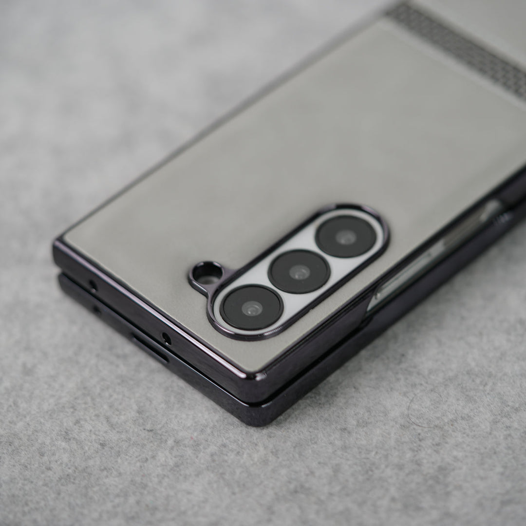 Samsung Galaxy Z Fold 7 Stripe PU Leather Side Chrome Case Cover
