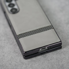 Samsung Galaxy Z Fold 7 Stripe PU Leather Side Chrome Case Cover