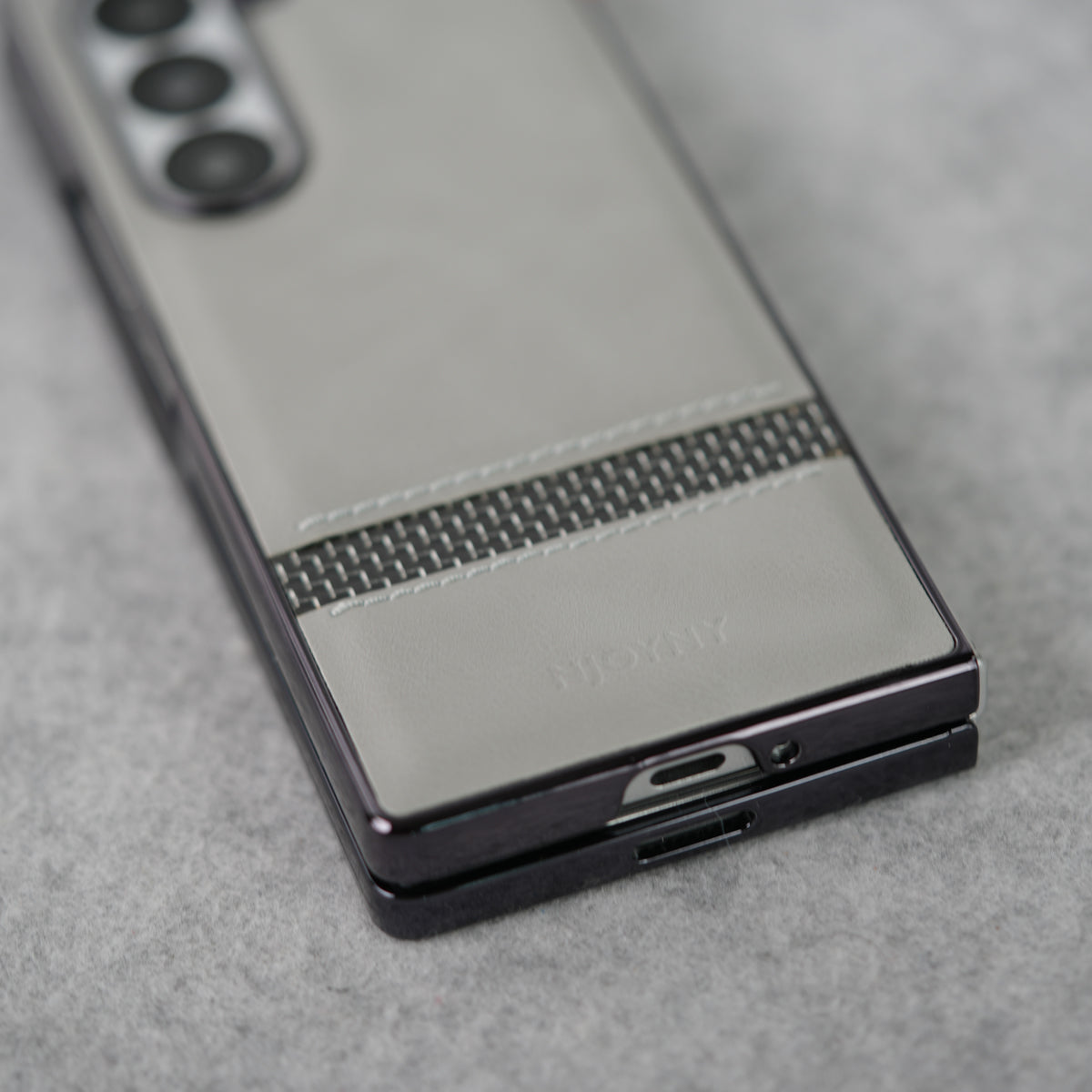 Samsung Galaxy Z Fold 7 Stripe PU Leather Side Chrome Case Cover