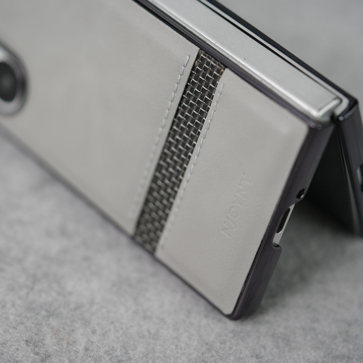 Samsung Galaxy Z Fold 7 Stripe PU Leather Side Chrome Case Cover