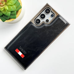 Samsung Galaxy Ultra Series Textured PU Leather Side Chrome Case Cover