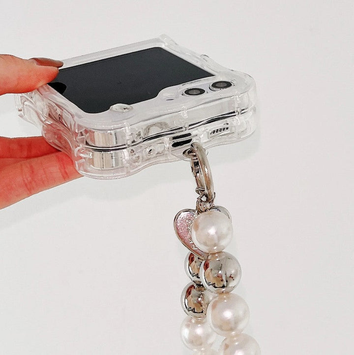 Samsung Galaxy Z Flip 5 Cloud Rain Case With Pearl Holder