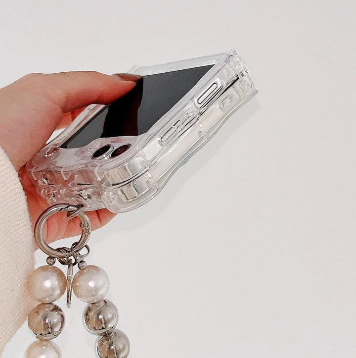 Samsung Galaxy Z Flip 5 Cloud Rain Case With Pearl Holder