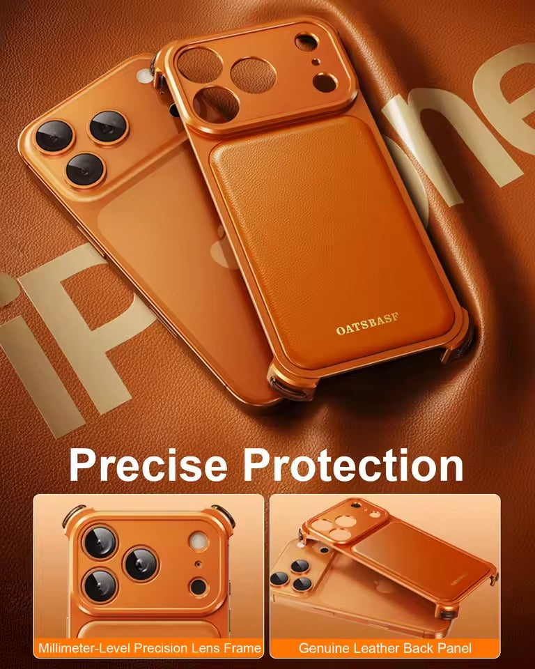 iPhone 17 Pro 9-Shaped Frameless Metal Bumper Case with Hidden Lens Stand | Shockproof Aviation-Grade Alloy Frame