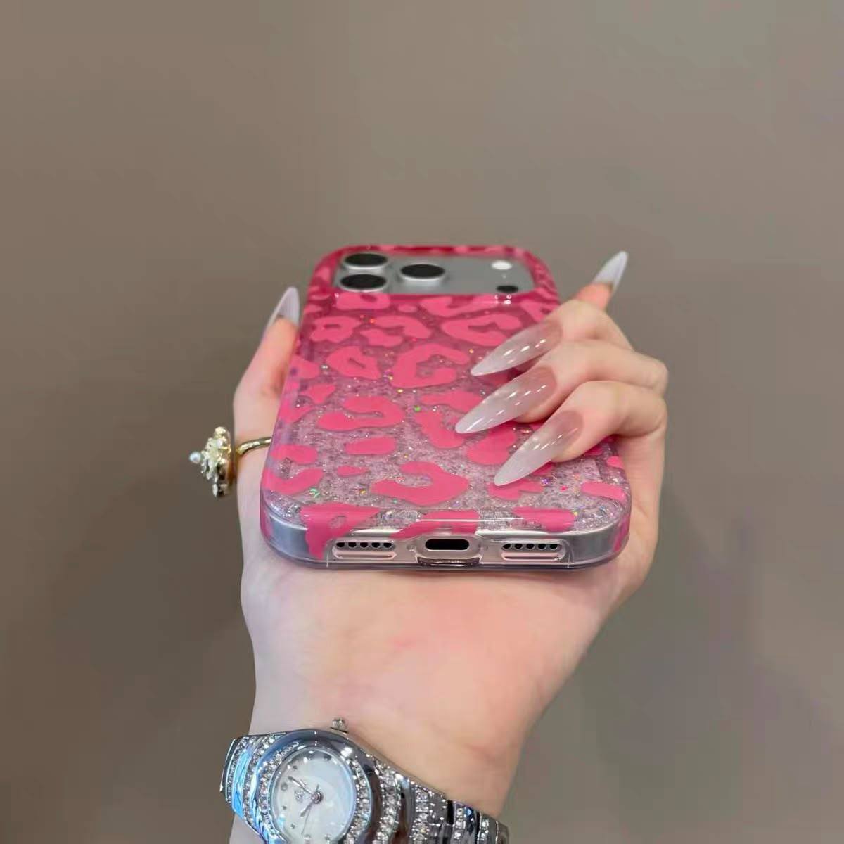 Glitter Leopard Print Case for iPhone | Sparkle TPU Protective Cover