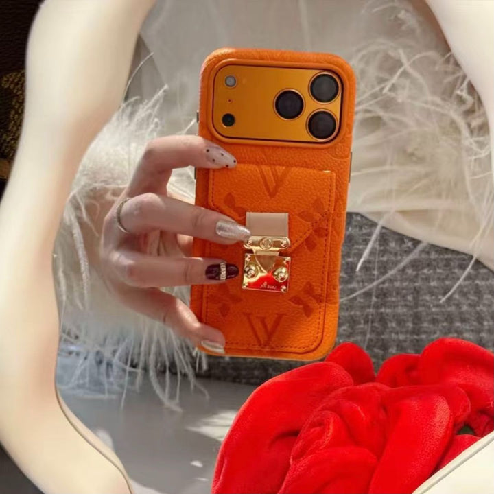 Luxury Embossed Leather Card Holder Case for iPhone 17 Series