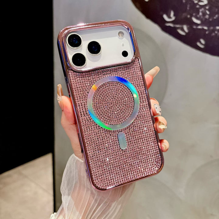 iPhone 17 Series Glitter Diamond MagSafe Phone Case with Metallic Finish