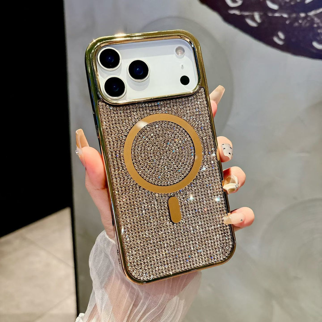 iPhone 17 Series Glitter Diamond MagSafe Phone Case with Metallic Finish