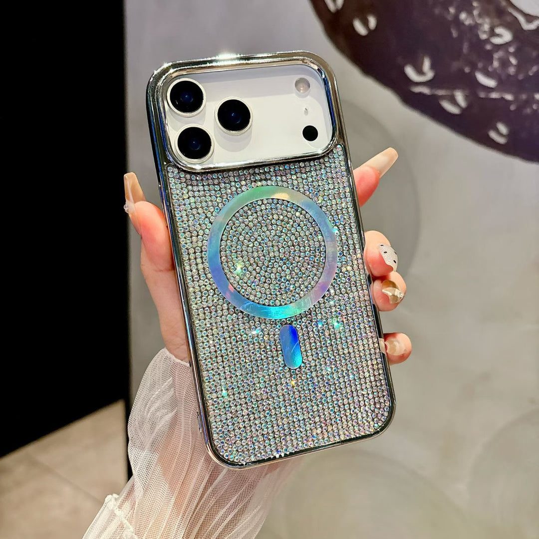 iPhone 17 Series Glitter Diamond MagSafe Phone Case with Metallic Finish