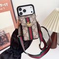 iPhone 17 Series Luxury Crossbody Wallet Phone Case with Adjustable Strap